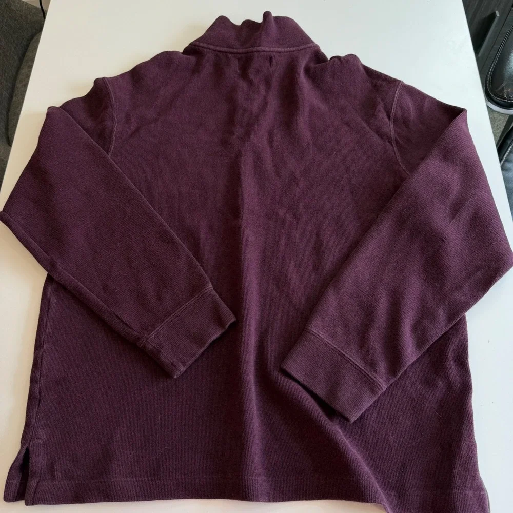 Polo‎ Ralph Lauren Mens Large Burgundy Maroon 100% Cotton Quarter Zip Pullover